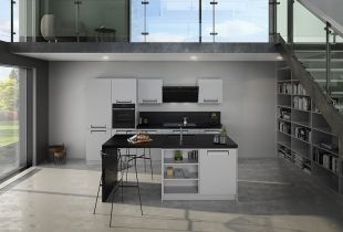 Marquardt Küchen: Inselküche Im Modernen Skandinavischen Stil Mit Schwarzer Natursteinarbeitsplatte